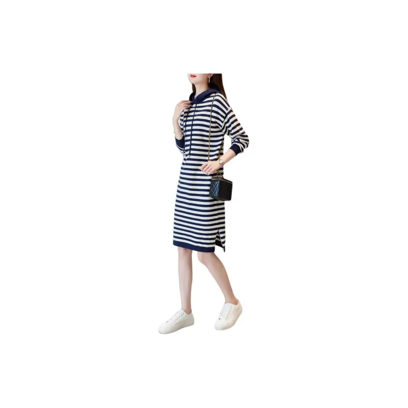 【dme】 Long Sleeved Dresses Women's Navy Blue-6