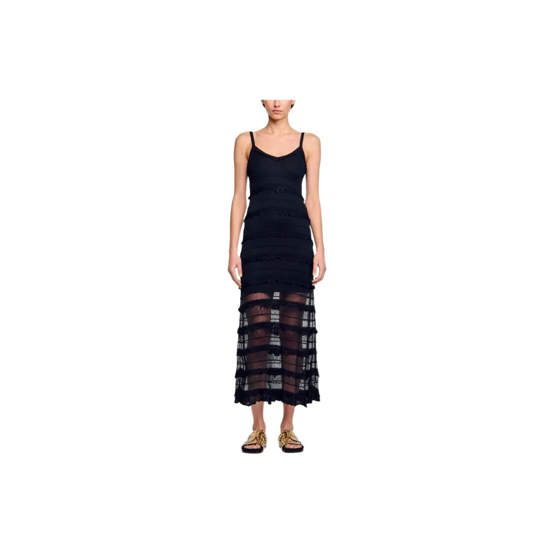 Sandro V-neck Lace Maxi Dress-1
