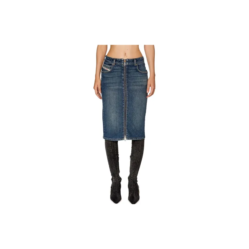 DIESEL Denim Long Skirts Women's Dark Denim Blue-1