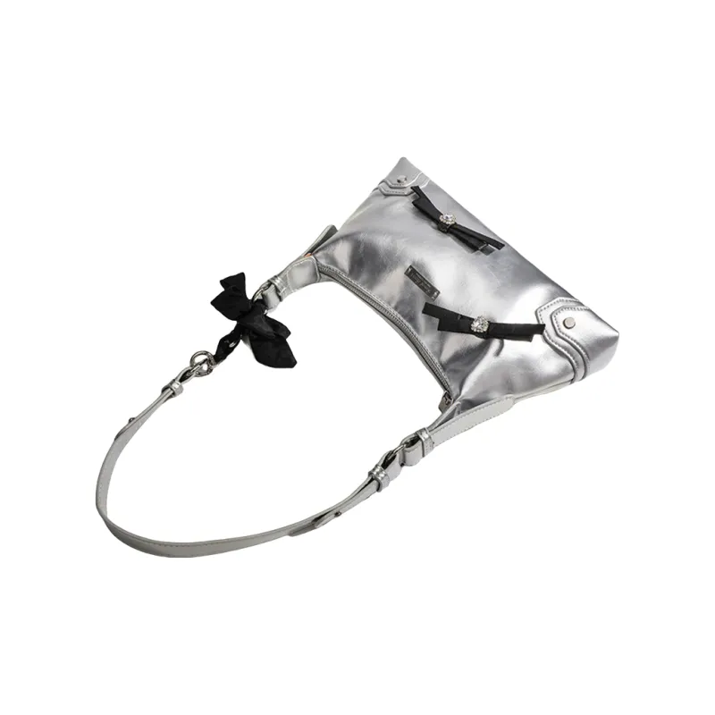 NOMK PU Shoulder Bag, Handbag, Shoulder Bag, Crossbody Bag Women's Silver/Black/White-2
