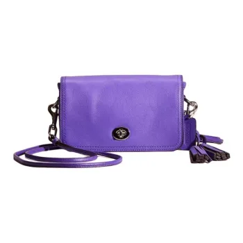 COACH Penny Glove Tanning Shoulder Bag Crossbody Bag Small Size Women's Purple