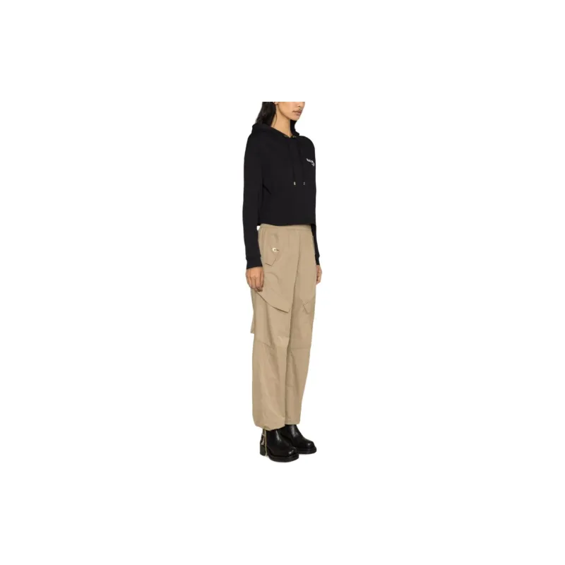 BALMAIN Flock Detail Cropped Hoodie 'Black/White'-3