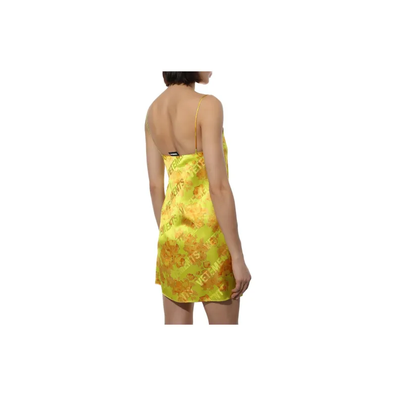 Vetements Slip Dresses Women's Yellow-3