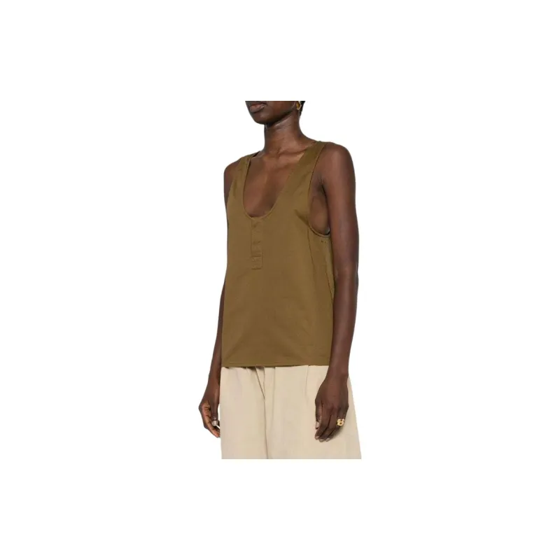 SAINT LAURENT Straight Hem Sleeveless Top-4