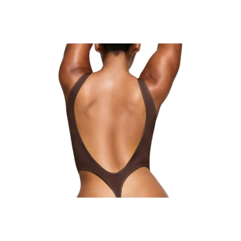 SKIMS FITS EVERYBODY HIGH CUT BODYSUIT Bodysuits Women's COCOA/Cocoa-2