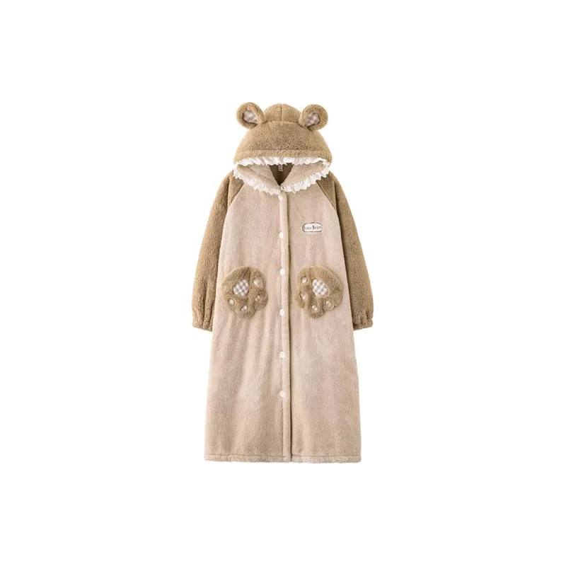 MIOJUER Pajama Robe Women's Khaki-0