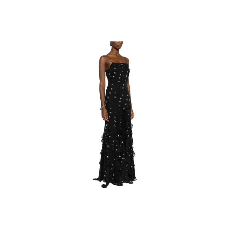 OFF-WHITE Moon-print Ruffled Maxi Dress-3