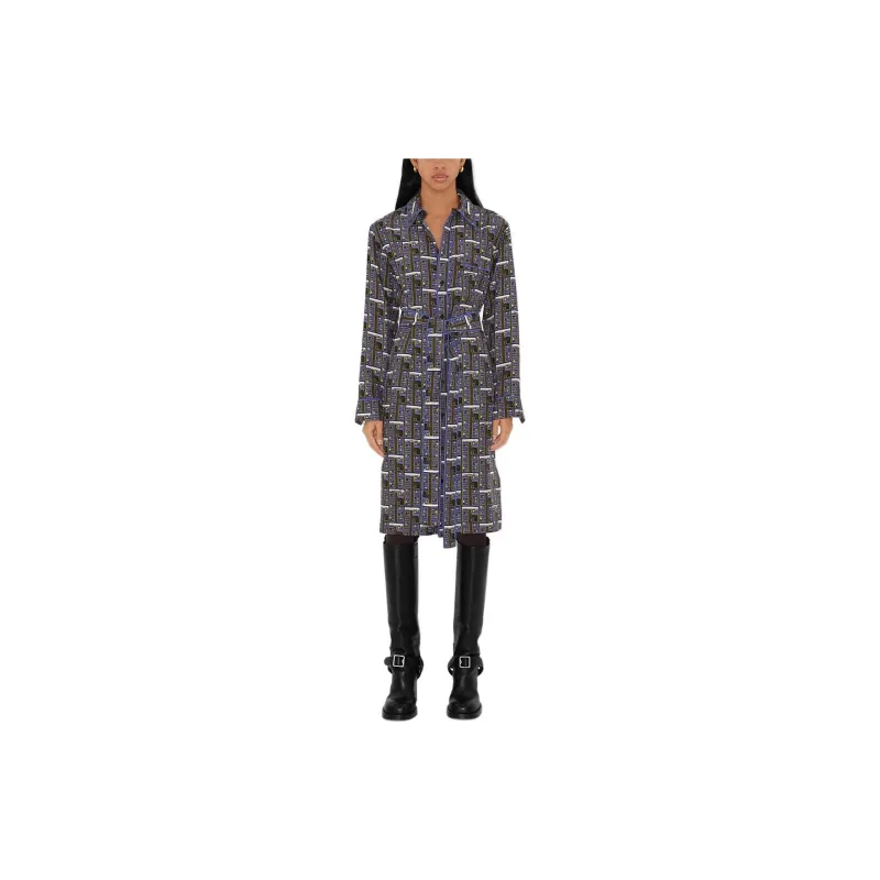 Burberry Long-Sleeved Dresses Women's Knight Blue-1