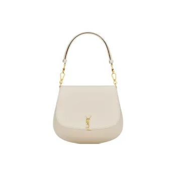 SAINT LAURENT Nolan Calfskin Handbag, Shoulder Bag Women's Vintage White