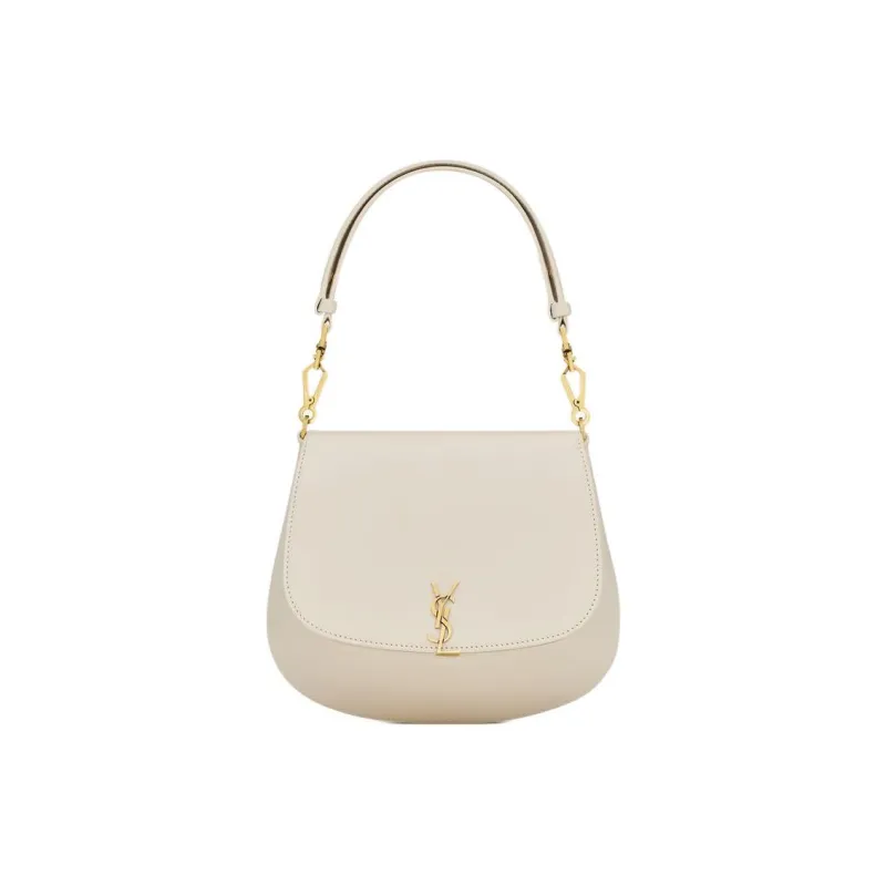 SAINT LAURENT Nolan Calfskin Handbag, Shoulder Bag Women's Vintage White-0