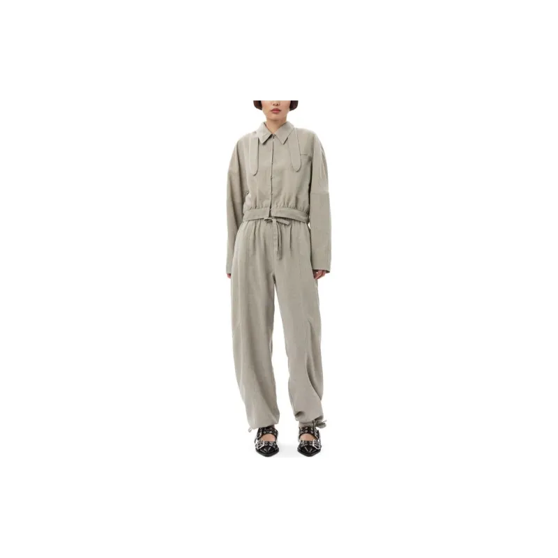 GANNI Melange Suiting Cropped Jacket-2