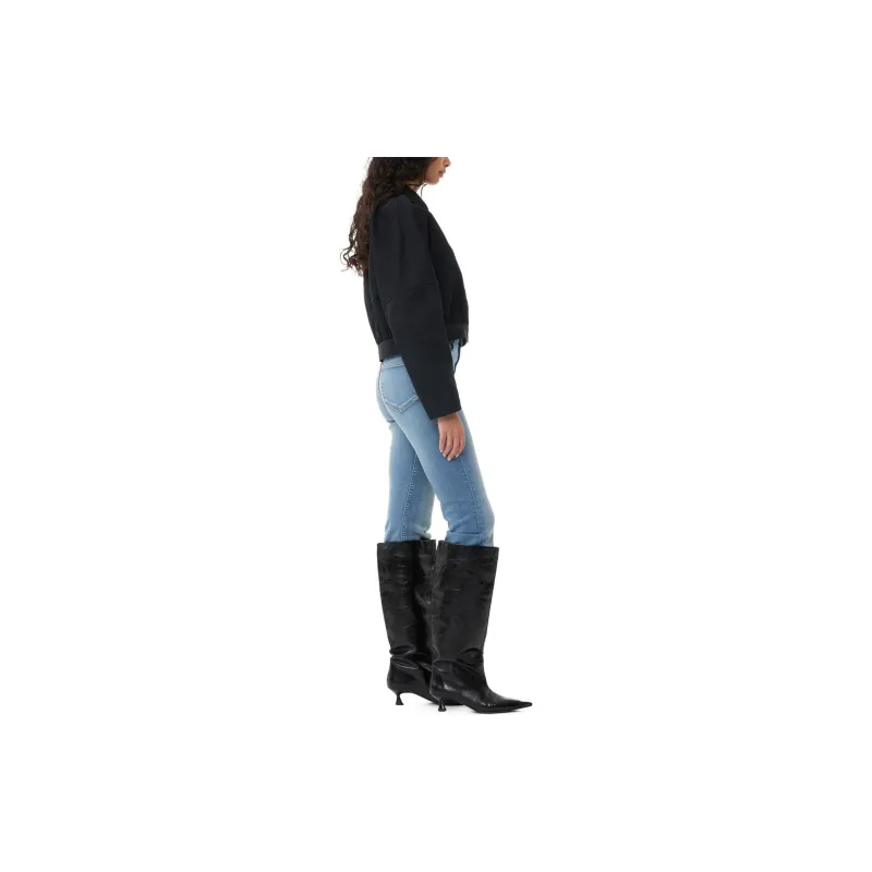GANNI Heavy Twill Short Jacket Jackets & Coats Women's Black-4