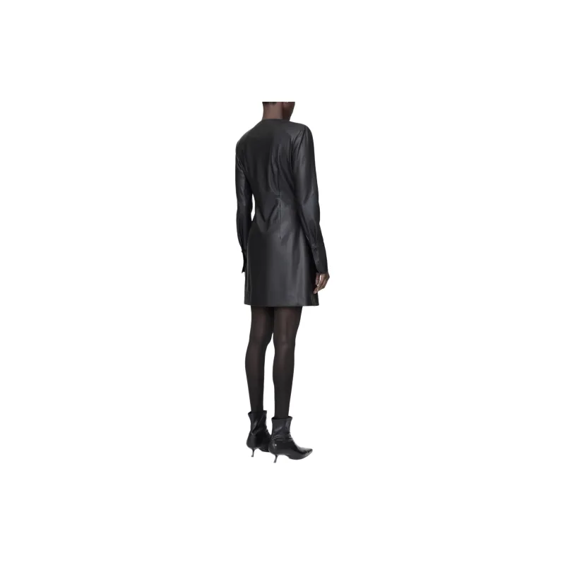 Anine Bing Joey Faux leather Wrap Minidress-2