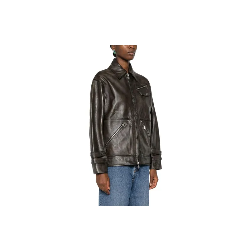 PINKO Zip up Leather Jacket-1