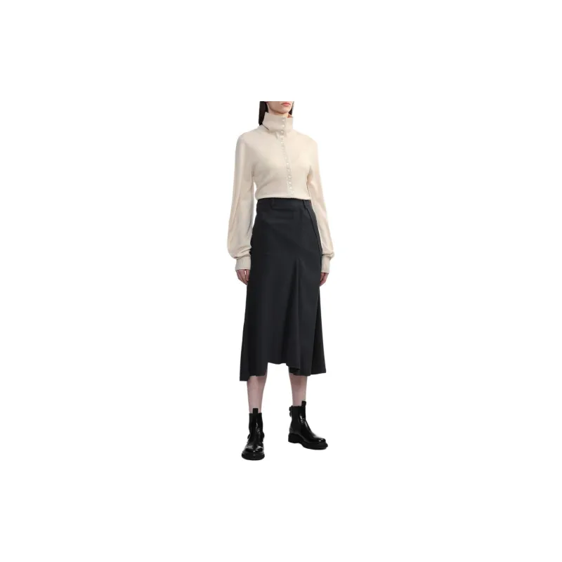LOW CLASSIC High-neck Wool Cardigan-2