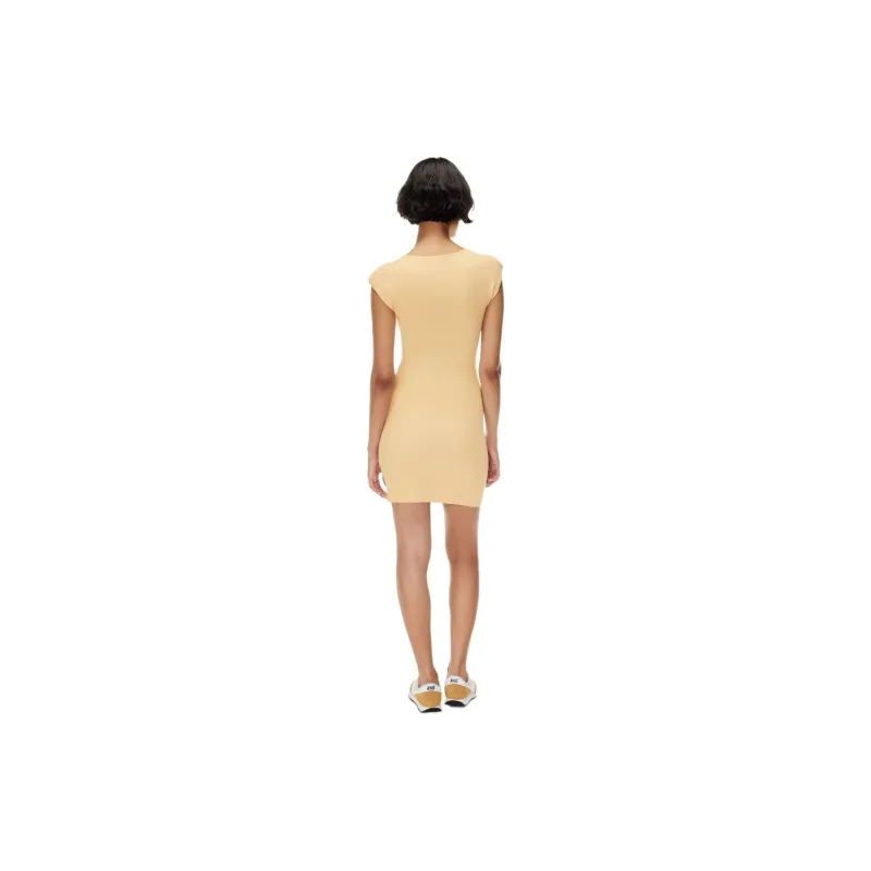ARITZIA Wilfred Free Cut-Out Knit Mini Dress Short-Sleeved Dresses Women's Sunfaded Apricot-4