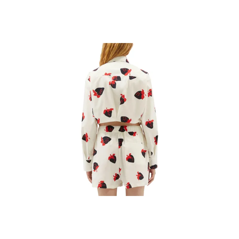 MSGM Strawberry Printed Cropped Shirt-2