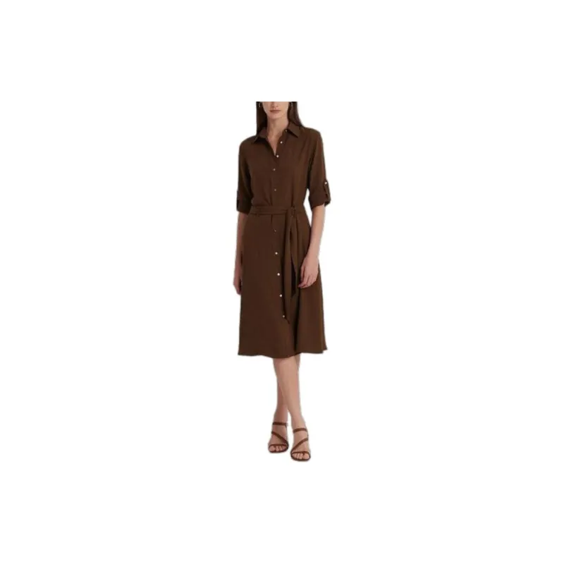 Polo Ralph Lauren Short Sleeved Dress Women's Brown-1