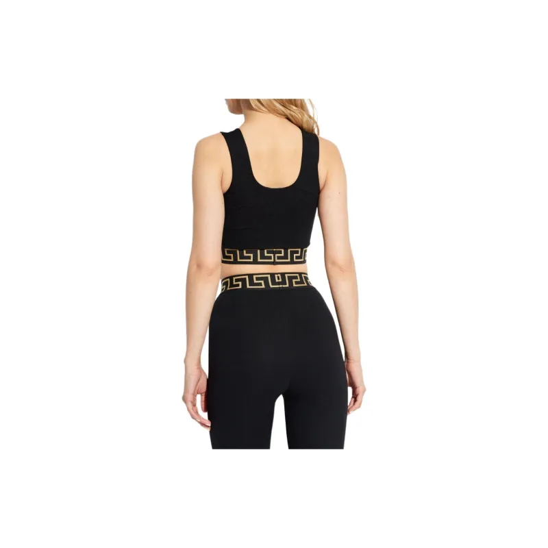 VERSACE Greca Border One Shoulder Bikini Top 'Black'-3