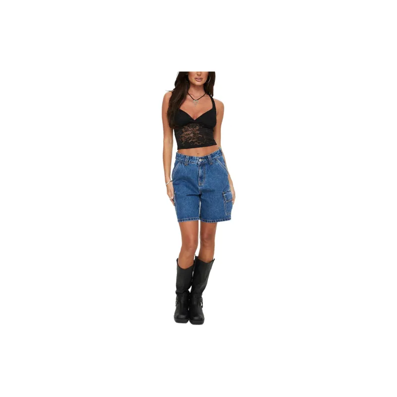 PRINCESS POLLY WANDELLA LACE TANK Tank Tops Women's BLACK/Black-1