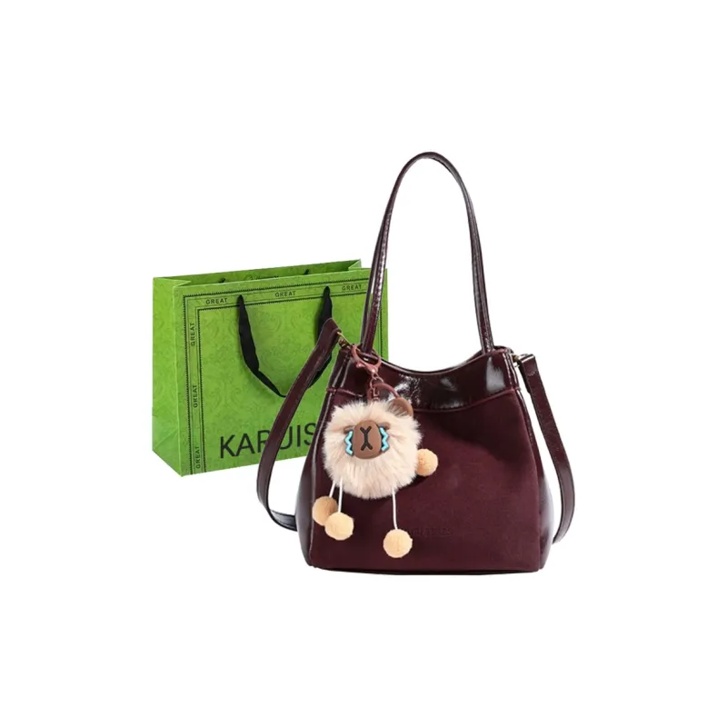 KARUISHA PU Bucket Bag Handbag Shoulder Bag Women's Black/Coffee/Burgundy/Brown-10