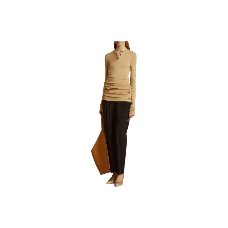 KHAITE Ashford Pleated High-waisted Trousers-2