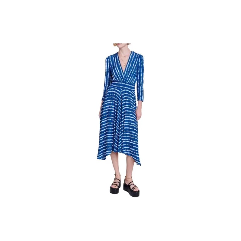 Maje Long-Sleeved Dresses Women's Blue-1