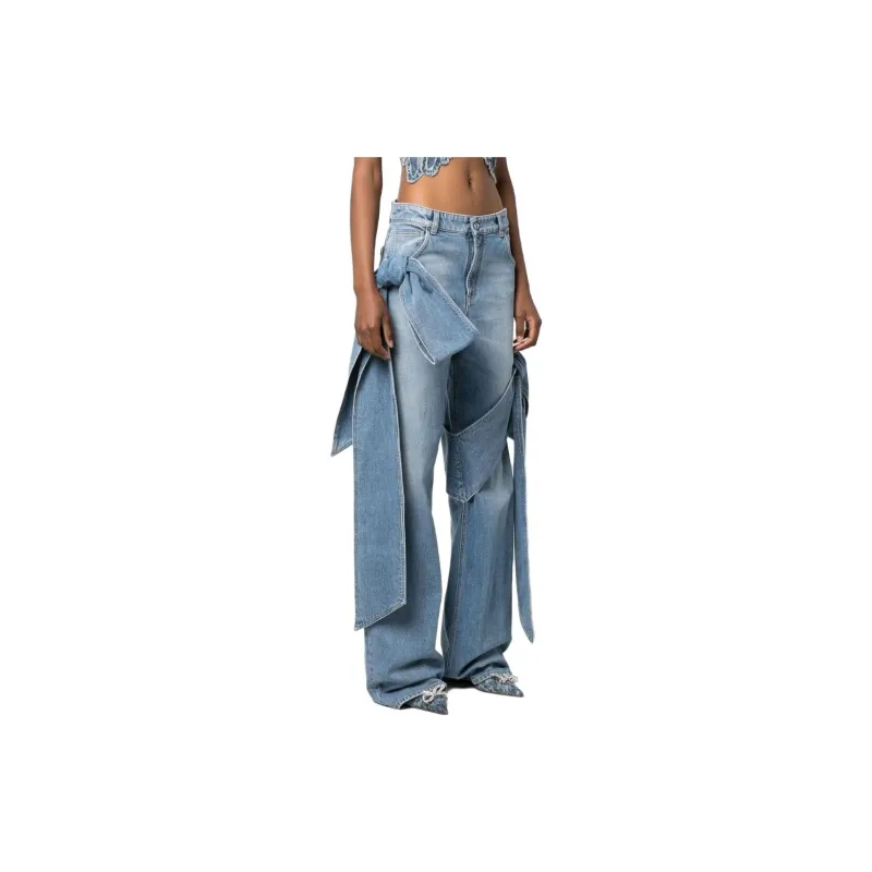 Blumarine 2J116A PANTA JCFIOCCHI BOW DETAIL WIDE LEG JEANS BLUE-3