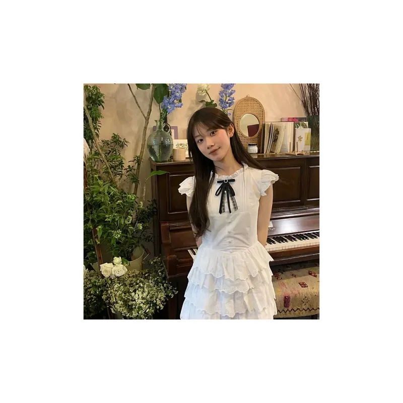 Incolore Short Sleeved Dresses Women's White-5