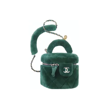 CHANEL Plush Small Box Bag Handbag Women's Green
