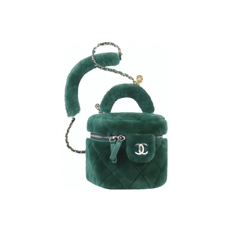 CHANEL Plush Small Box+Handbag Women's Green-0