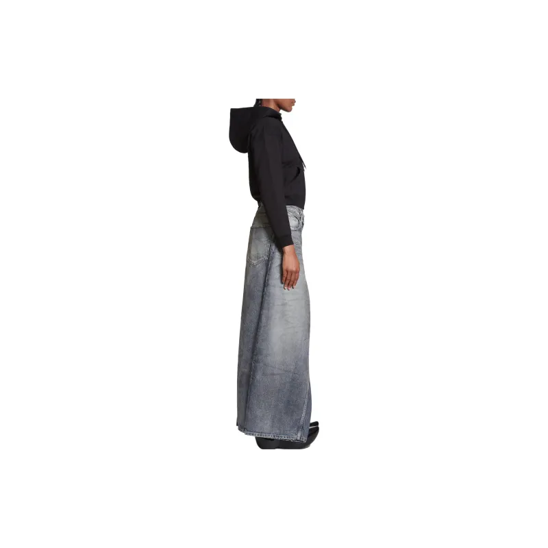 Balenciaga FW23 Apron Pants Skirt Denim Long Skirt Regular Fit Women's Blue-4