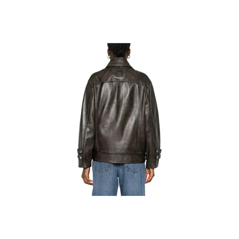 PINKO Zip up Leather Jacket-2