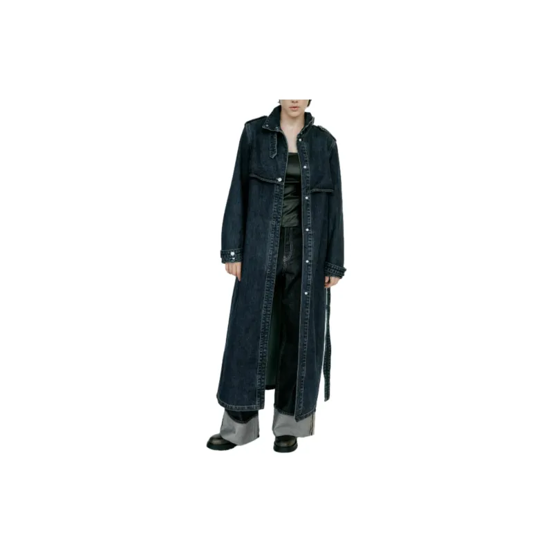 ZARA Trench Coats Women's Blue-1