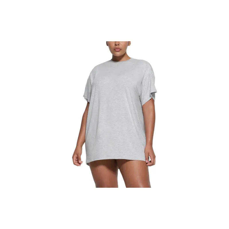 SKIMS SLEEP T-SHIRT MINI DRESS Short-Sleeved Dresses Women's Light Heather Grey-1