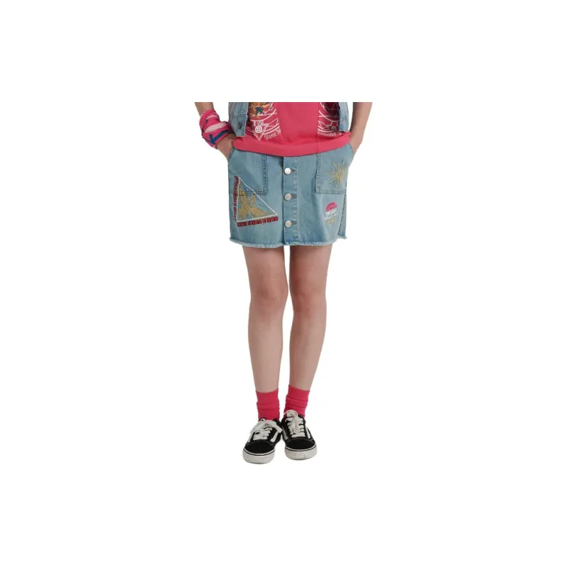 ONIARAI Denim Short Skirts Women's Denim Blue-2