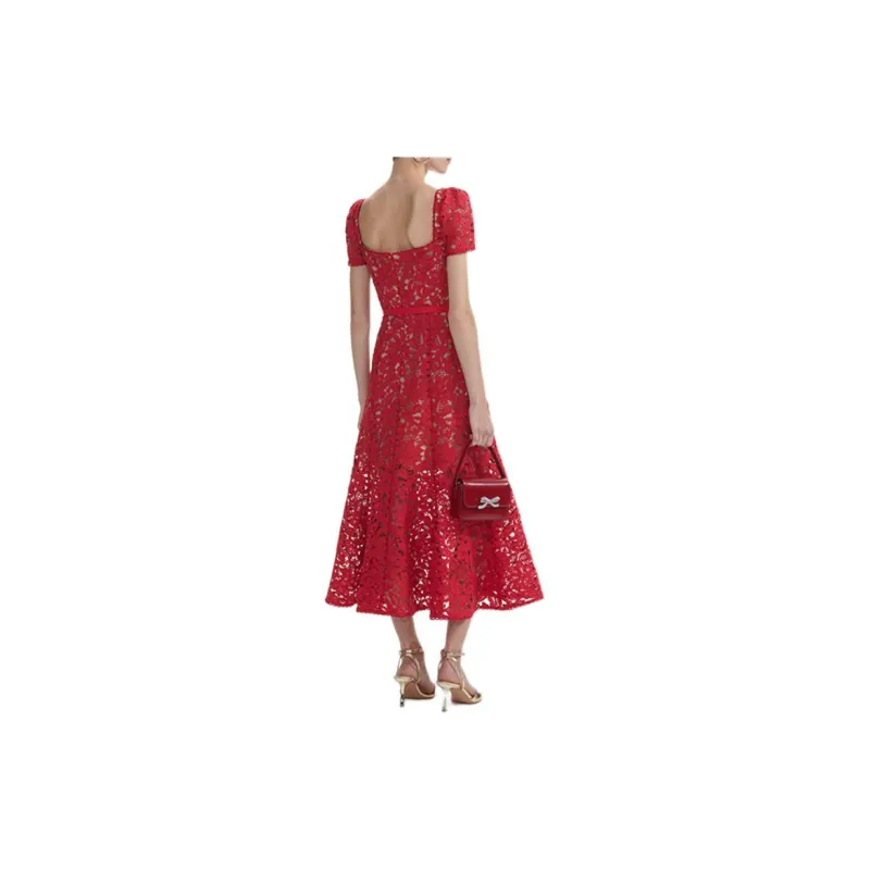Self portrait Short Sleeved Dresses Women's True Red-2