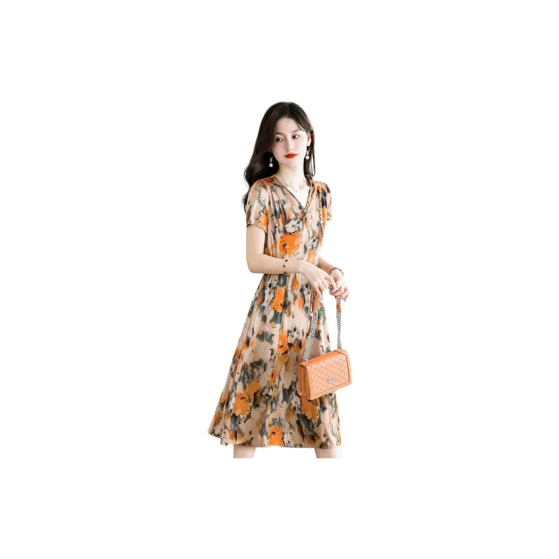 Mylan Short Sleeved Dress Women's Orange-3
