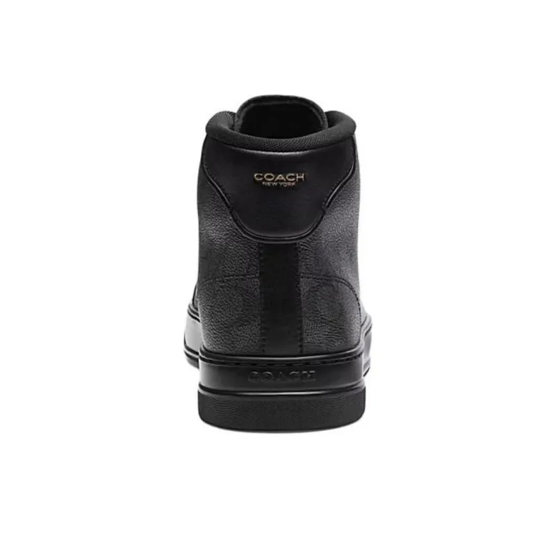 COACH Signature High Top Skateboard Shoes Men's Black-4