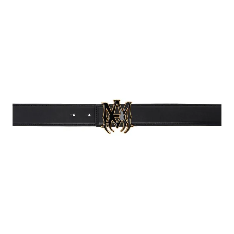 AMIRI Leather Metal Leather Belts Men's Black Width: 4CM-0