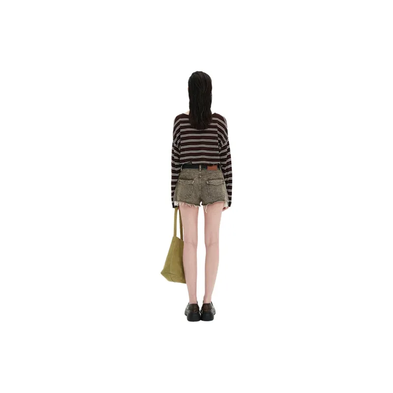 Self Who SS24 Denim Shorts Women's Laurel Leaves-1