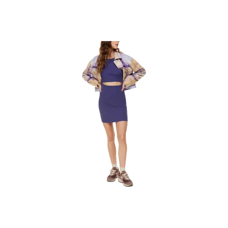 ARITZIA Wilfred Free Cut-Out Knit Longsleeve Mini Dress Long-Sleeved Dresses Women's Deep Violet-1