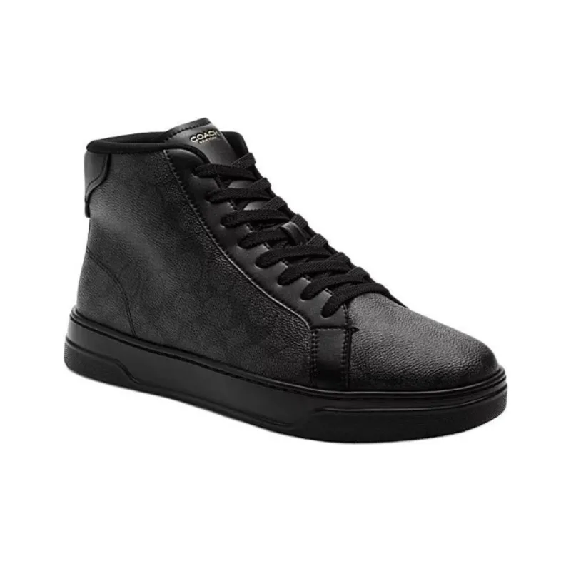 COACH Signature High Top Skateboard Shoes Men's Black-2