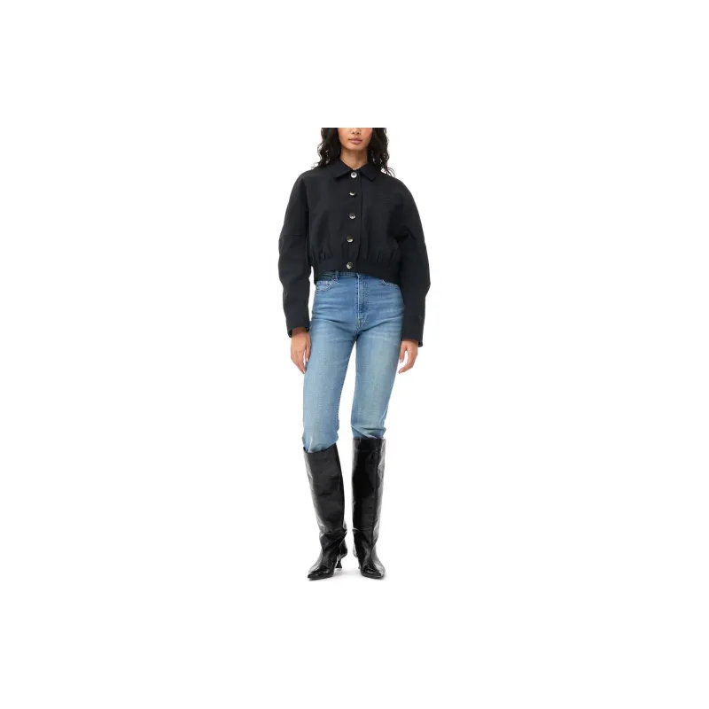 GANNI Heavy Twill Short Jacket Jackets & Coats Women's Black-2