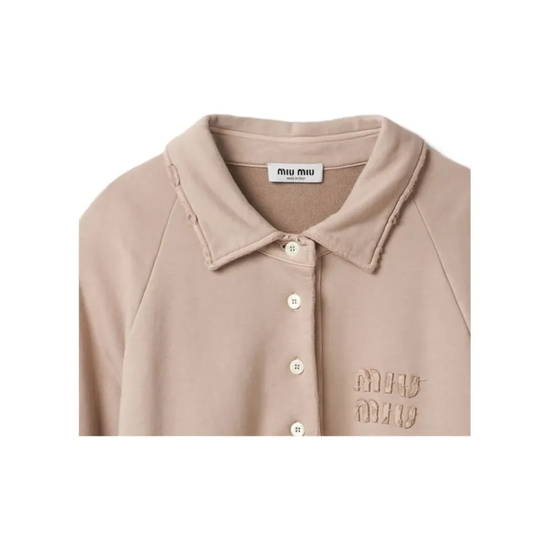 MIU MIU Logo Detailed Polo Sweatshirt-9