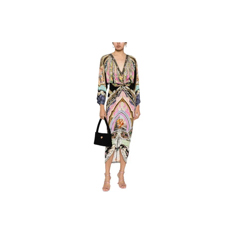 Camilla Florence Field Day Gathered-detail Midi Dress-2