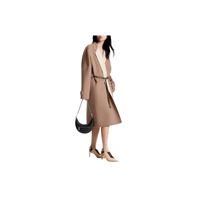 LOUIS VUITTON Lapel Collar Wrap Coat Coats Women's Pink-1