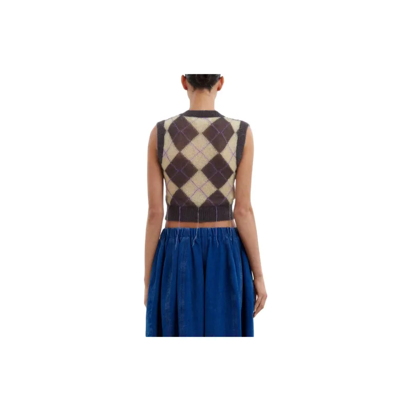 MARNI Checked V-Neck Knitted Vest-2