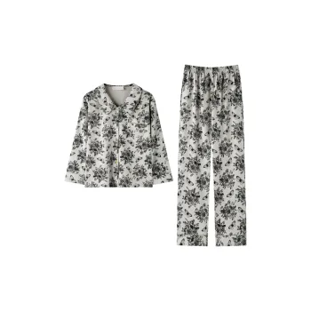 Meonsill Pajama Set Women's Apricot+Black Gray