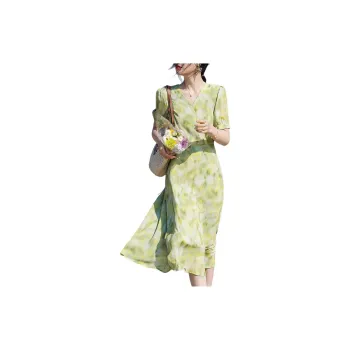 【dme】 Short Sleeved Dresses Women's Grass Green